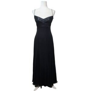 Laundry by‎ Shelli Segal Black Silk Beaded Maxi Dress Goth Whimsigoth Prom - 2
